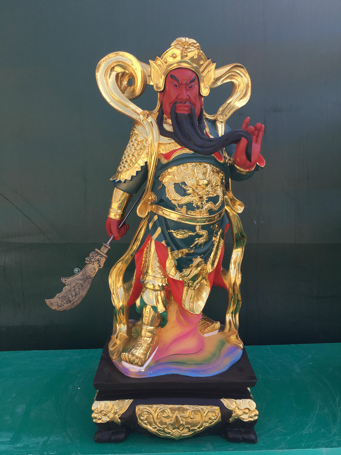 树脂佛像寺庙祠堂工艺品摆件 36寸彩绘贴金方台韦陀伽蓝菩萨像