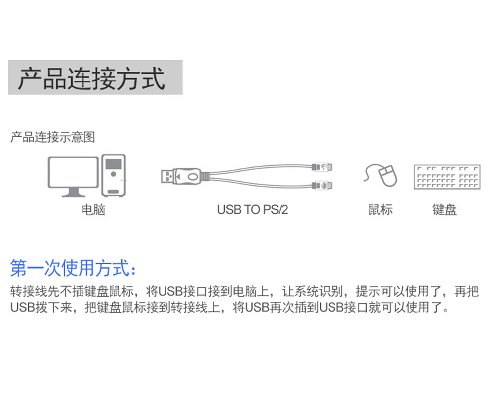 usb转ps2转接线 usb to ps2 usbps2键盘鼠标接口连接线 usbps2
