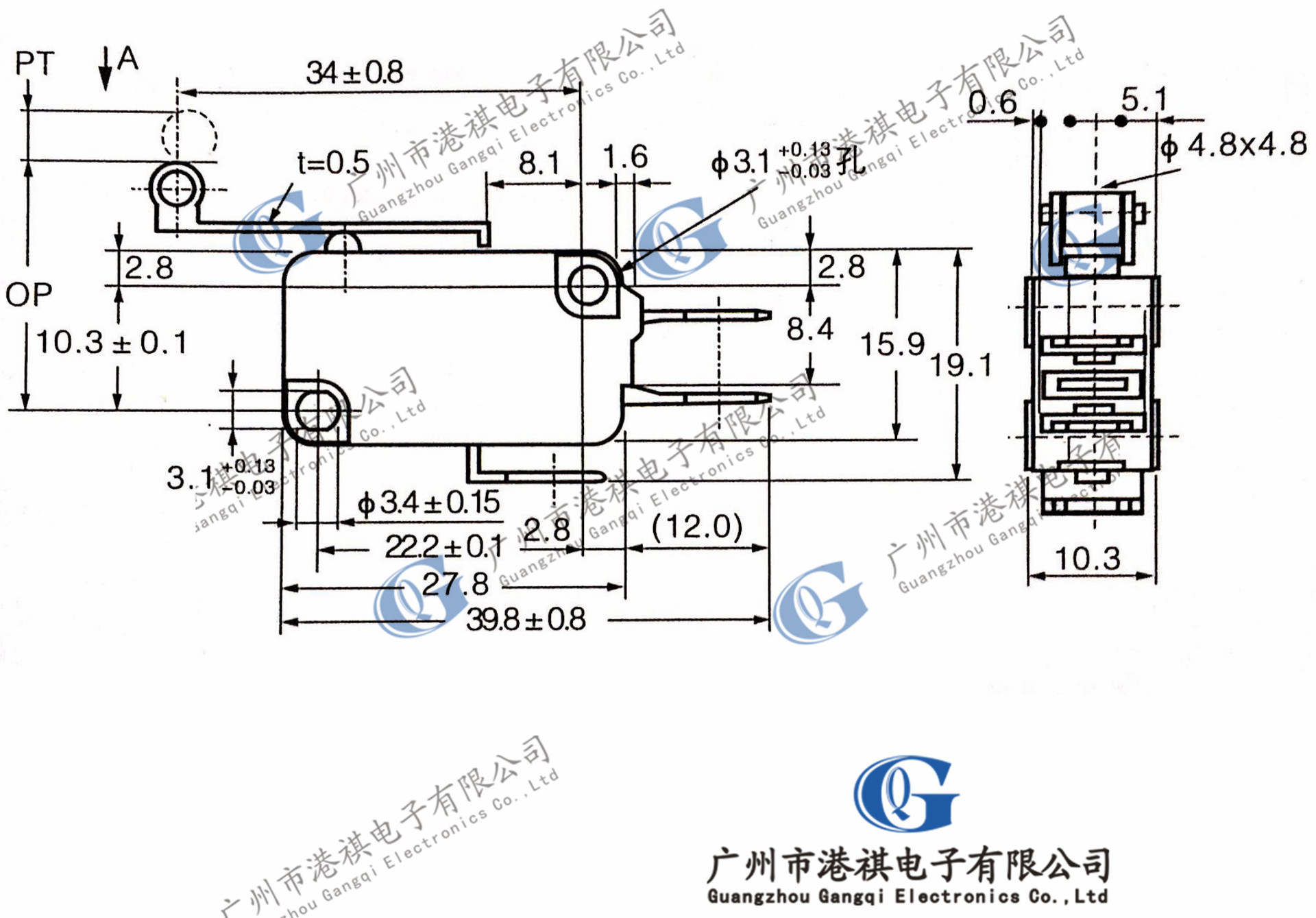 kw9微动开关 带滚轮 限位行程开关16a银触点电饭锅微波炉开关配件