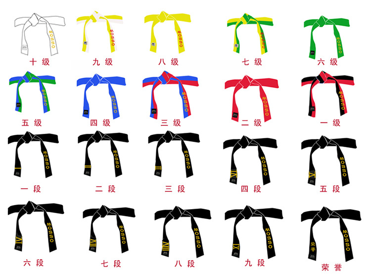 宸鸿 跆儿童成人男女跆拳道腰带黑带道带黄黑蓝绿红白带子儿童