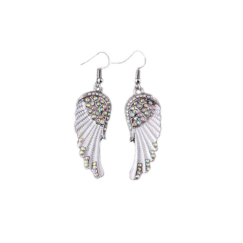 Wish Hot Sale Fashion Angel Wings Rhinestone Earrings Temperament Angel Wings Earrings Eardrops Wholesale G807