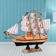 14cm木帆船摆件 创意手工木质工艺居家装饰实木摆设 小木船批发