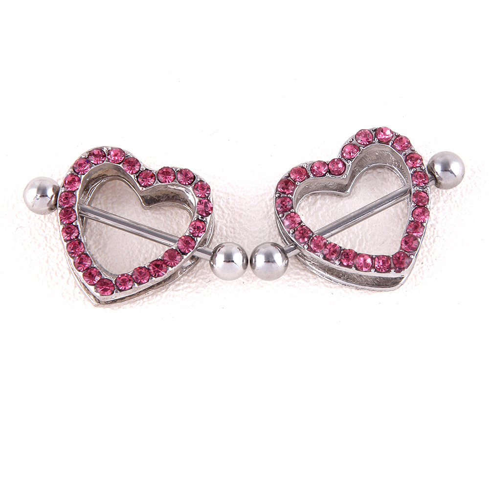 亚马逊速卖通ebay新款双层桃心乳环爱心镶钻乳钉身体穿刺饰品