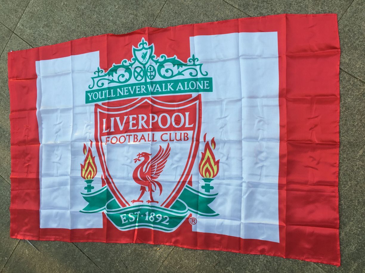 4号英超足球俱乐部利物浦队旗足球队色丁旗帜150x90cm挂旗助威旗