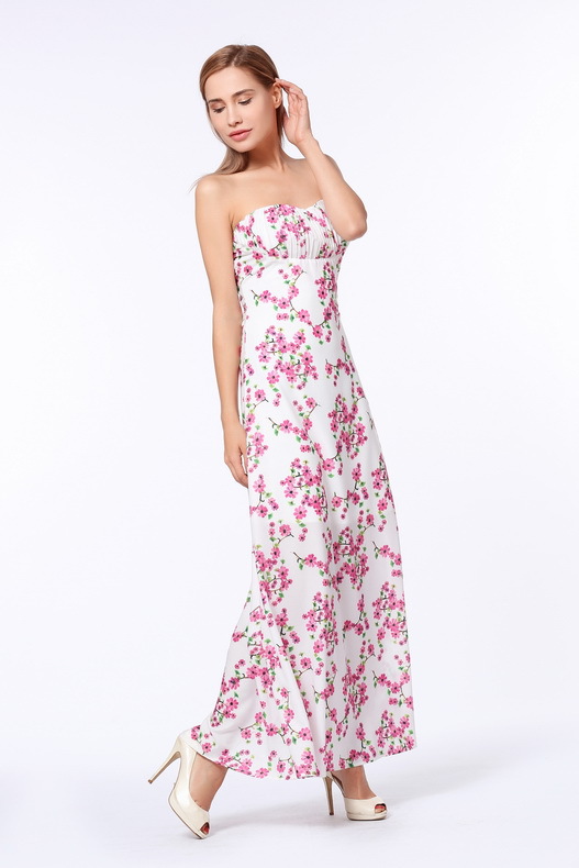 长裙sleeveless dress strapless ebay super gather stamp性感长裙