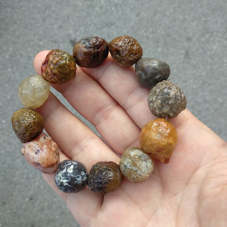 天然阿拉善戈壁石手串 男款筋脉石手串 男女款玉器工艺品原石手链