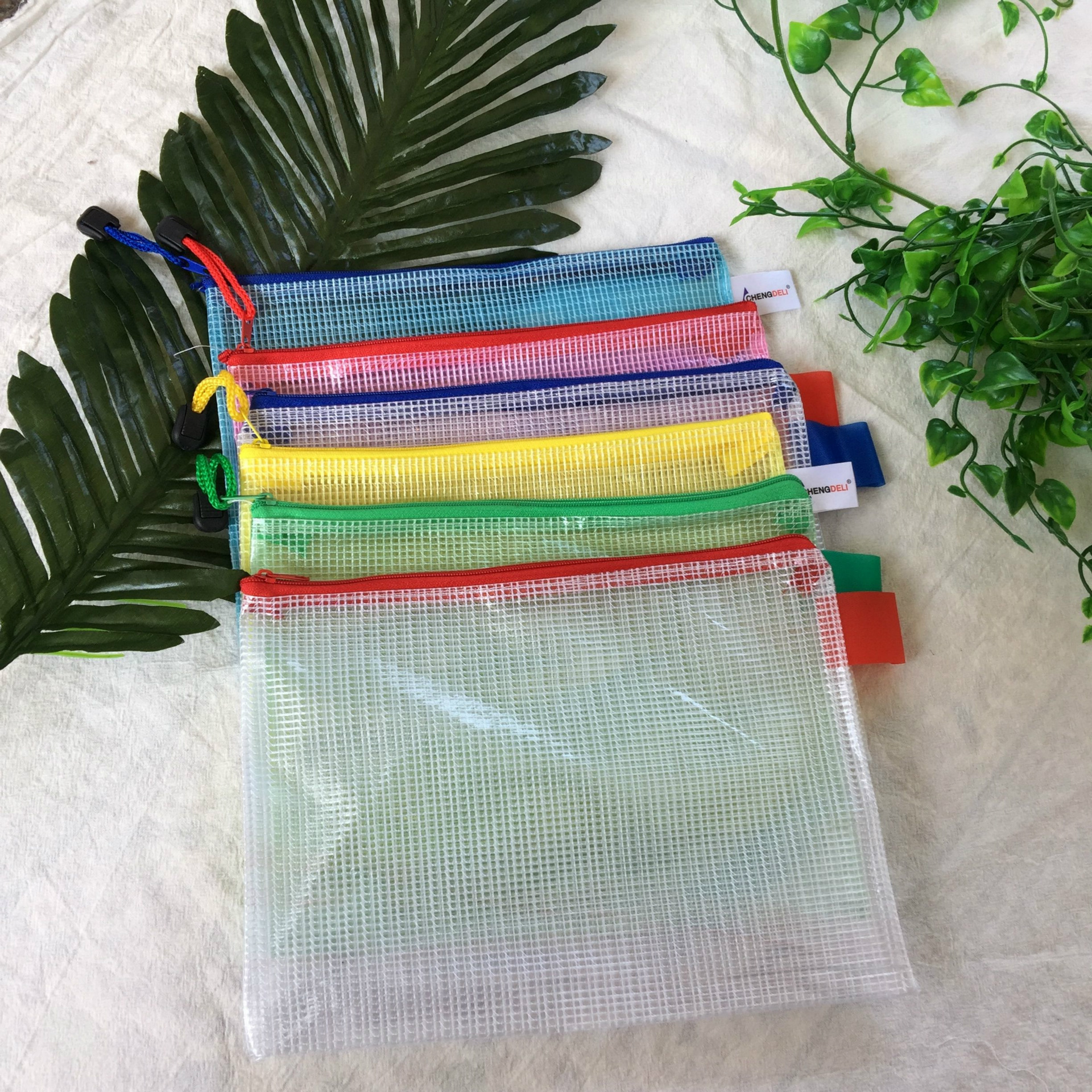 金鹰 透明a4网格文件袋 拉链网袋可定制logo办公文具用品资料袋