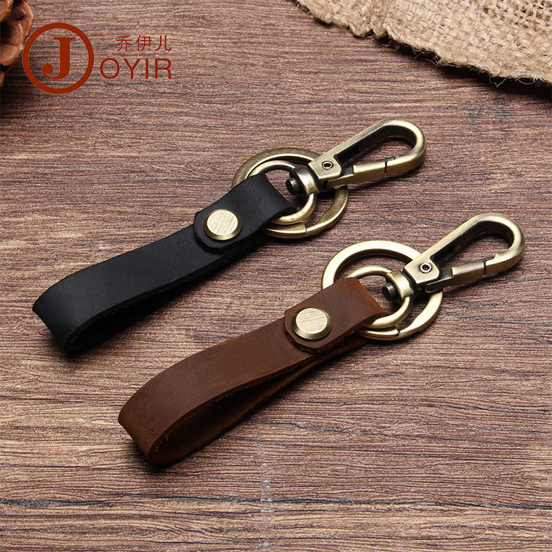 Original Cool Handmade Genuine Leather Keychain Vintage Cowhide Car Key Ring Little Creative Gifts Crafts