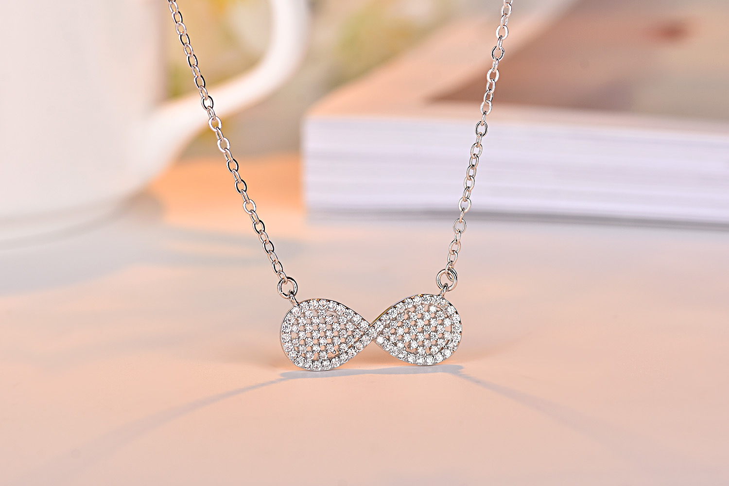 镶钻8字项链 仿银无穷大项链女 字母锁骨链 速卖通ebay爆款饰品