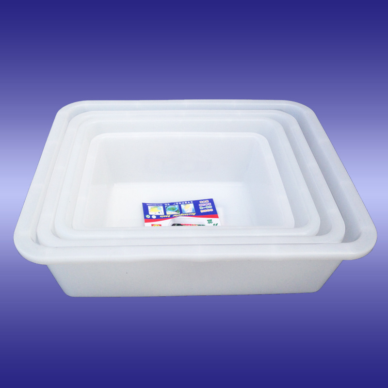 Plastic Thickened Ice Plate Storage Square Basin Drop-Resistant Food Grade Freezing Tray Rectangular Kitchen Vegetable Basin White