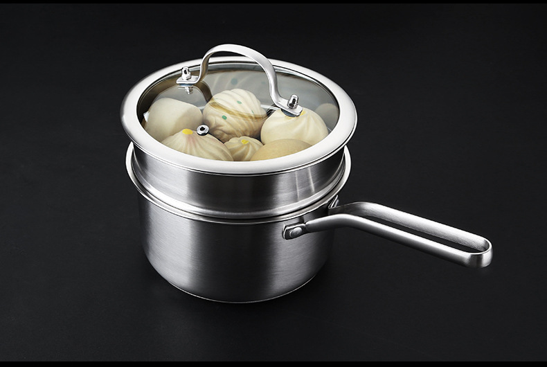 304不锈钢奶锅 婴儿宝宝辅食锅迷你小锅小蒸锅汤锅不粘锅加厚复底