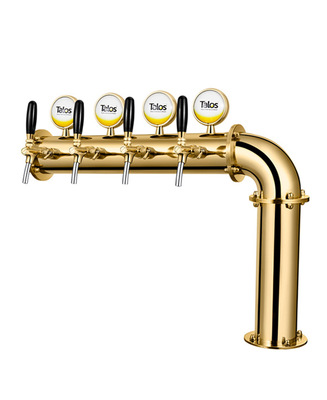 talos塔罗斯酒塔酒柱 啤酒柱左右门形四孔pvd金色酒柱(带led)