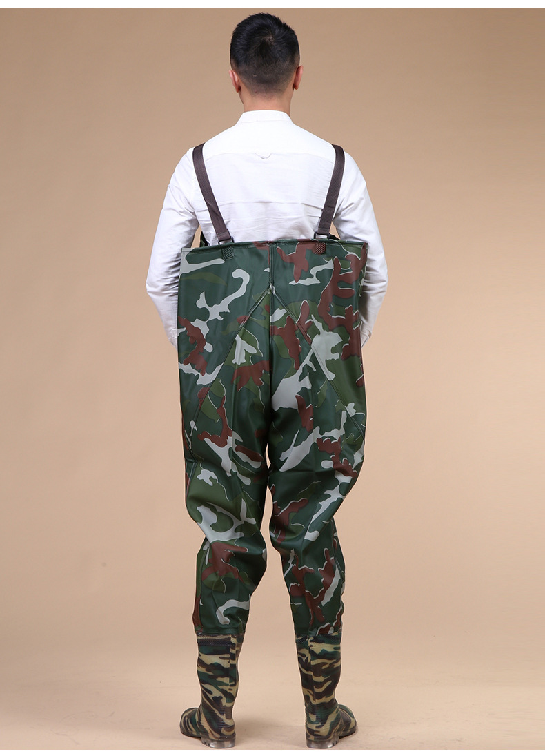 厂家直销整箱6条 70丝针织布丛林迷彩下水裤 下水裤钓鱼裤涉水裤