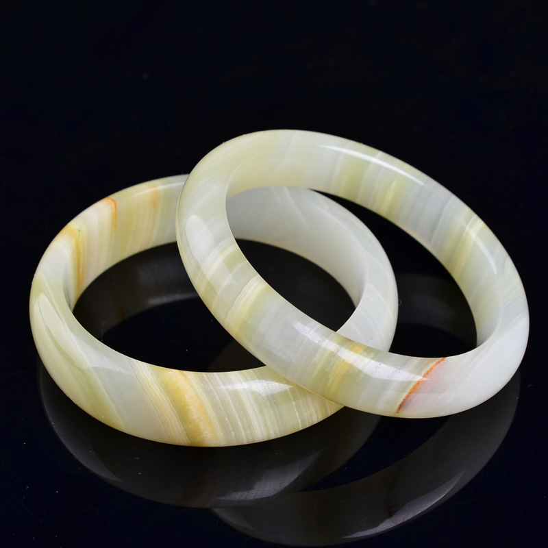 天然a货阿富汗缠丝玉手镯 带花纹普通款玉镯 时尚女款礼品镯子