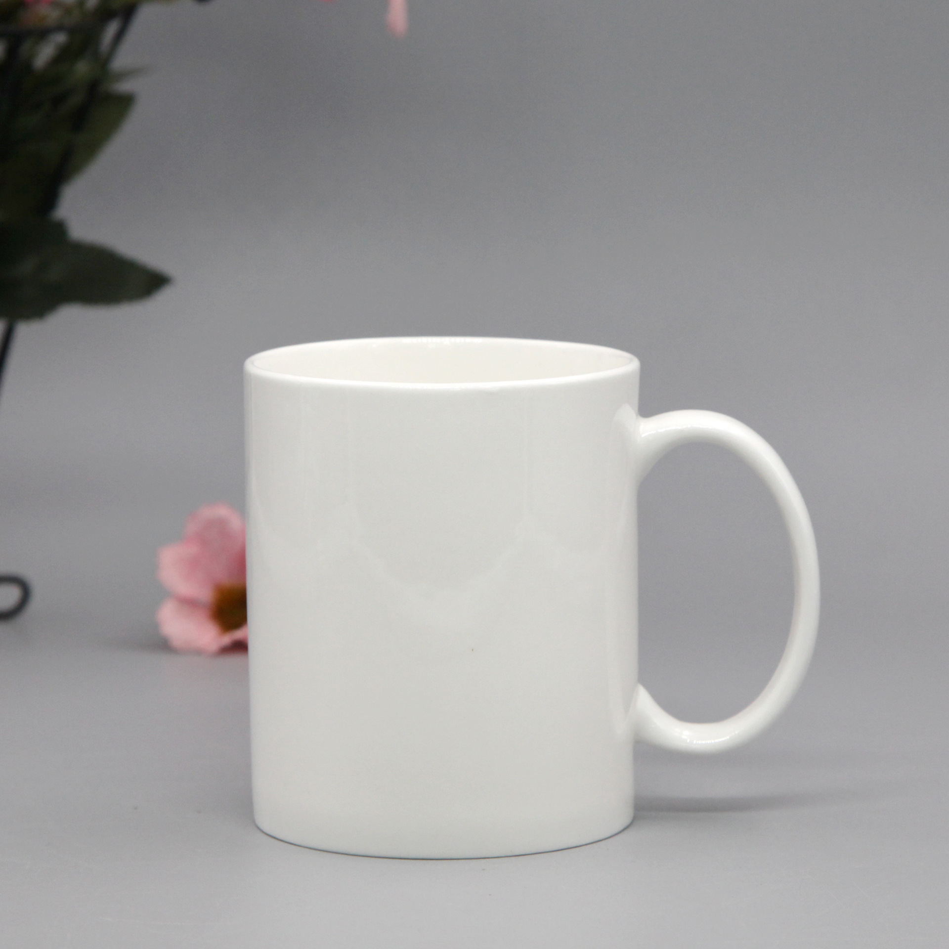 雷格 唐山骨瓷 直身马克杯白瓷早餐杯水杯 陶瓷杯定做加印logo