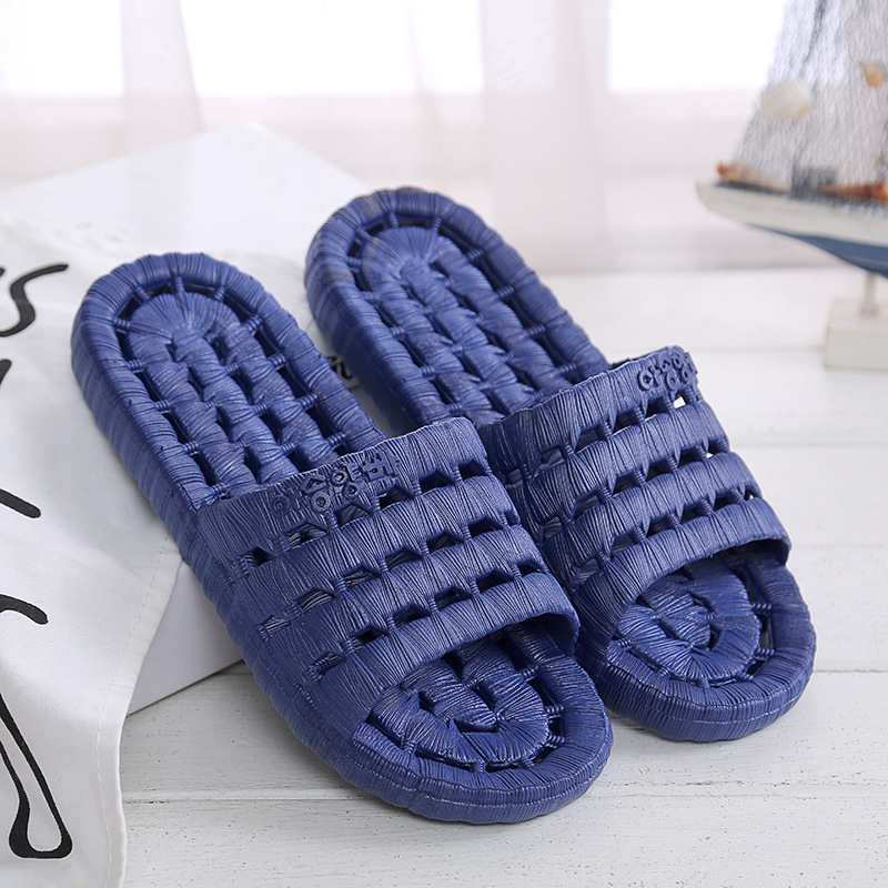 Bathroom Slippers Non-Slip Bath Hollow Leaking Home Couple Indoor PVC Men's and Women's Plastic Slippers Summer