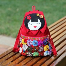 新款小姑娘可爱卡通背包旅游景区热卖儿童花朵双肩包手工布艺布包