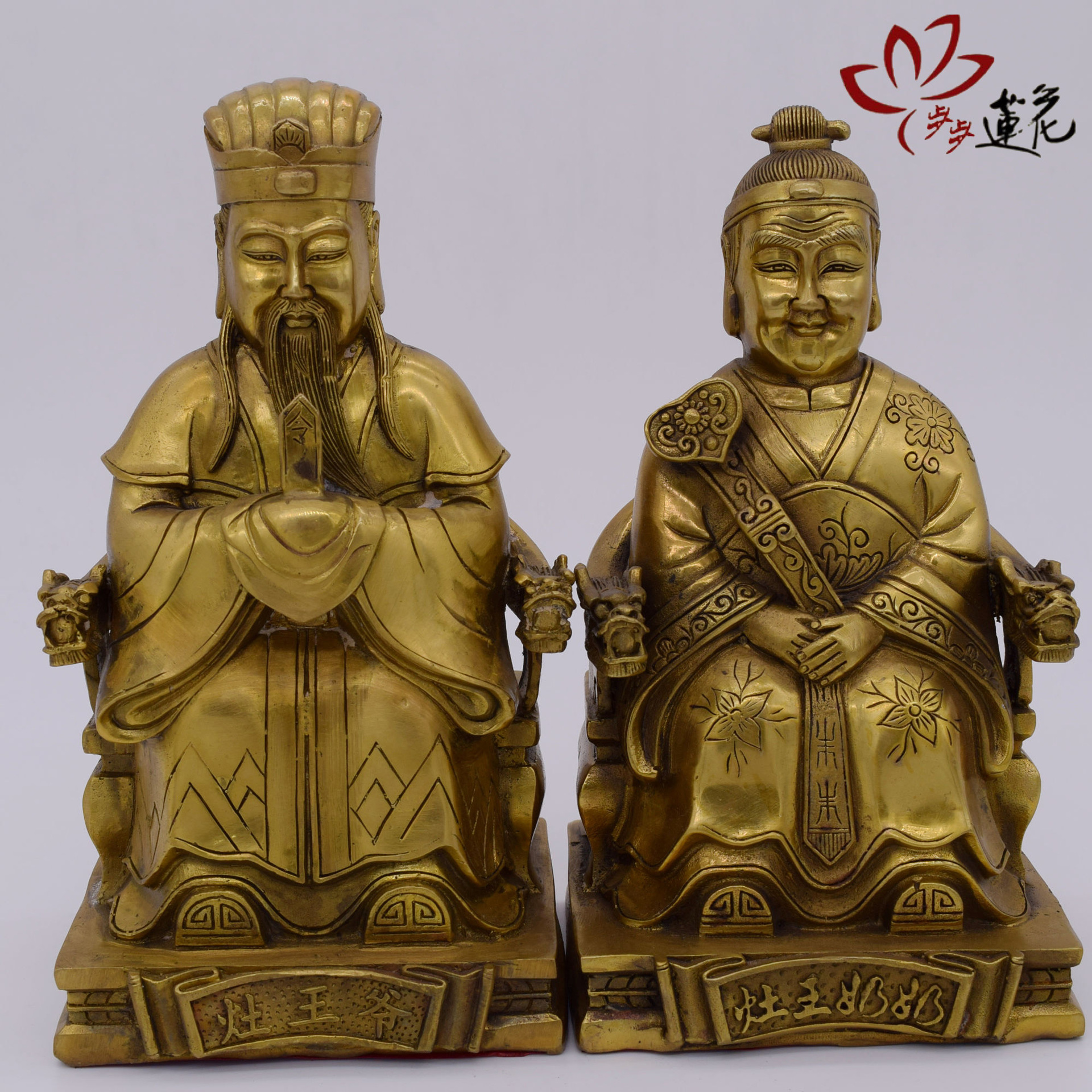 步步莲花 纯铜灶王爷灶王奶摆件 佛像佛具用品家居礼品厂家直销