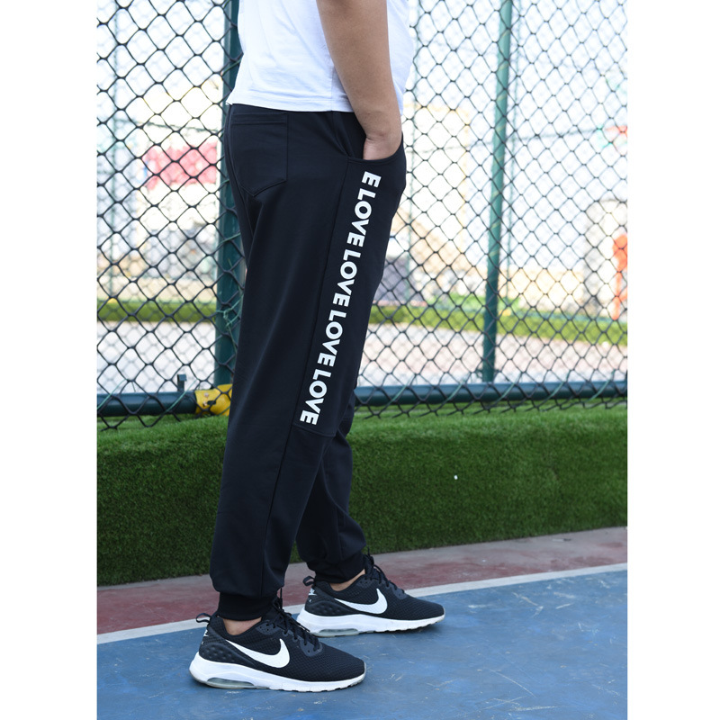 19 fall winter men terry high waist casual sports pants plus-sized plus-sized skinny letter & trousers