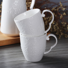 ins欧式浮雕蝴蝶马克杯咖啡杯陶瓷骨瓷创意礼品早餐杯子可加LOGO