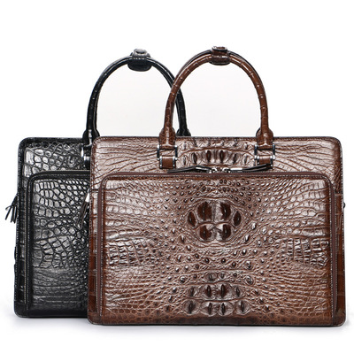 都利路 鳄鱼皮男包真皮男士单肩包进口高档斜挎包奢华骨皮腹皮包