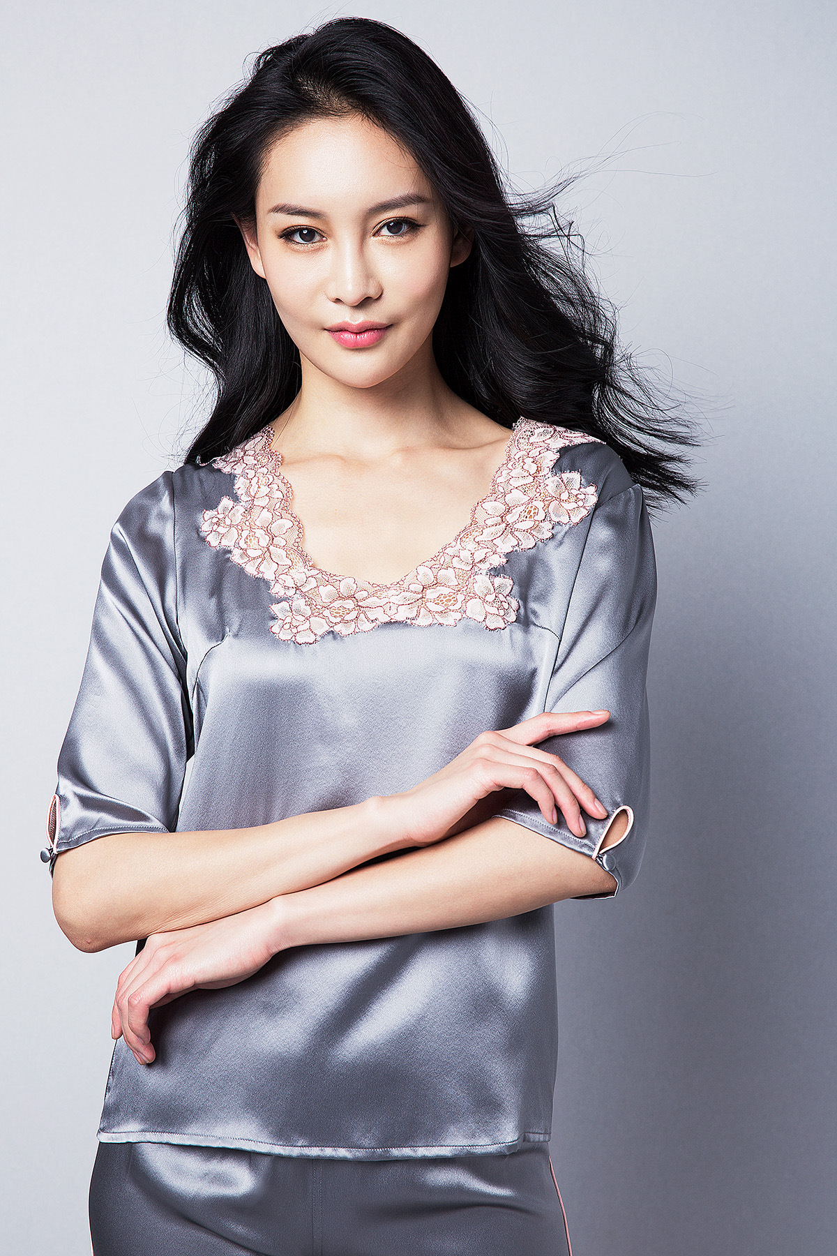 万事利吊带睡衣睡袍女士性感睡衣丝绸家居服 月光夕颜