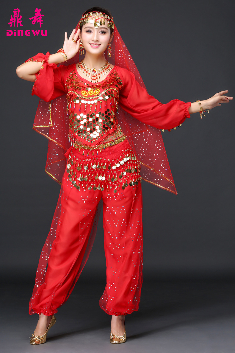 肚皮舞演出服套装新款 民族舞蹈服装 天竺少女长袖表演衣服 批发