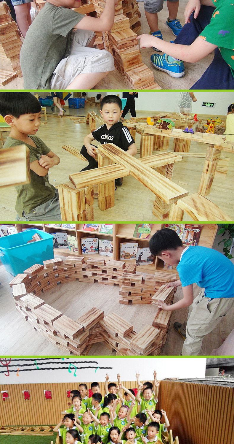 炭化积木属于大型户外建构积木,它可通过插接,拼搭,搭建等方式锻炼