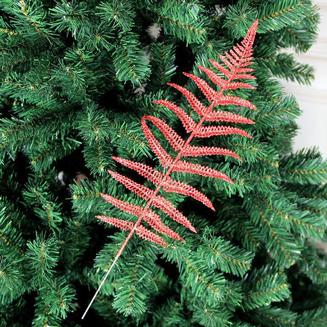 圣诞装饰品 圣诞树装饰品 粘粉树叶装饰圣诞树叶子