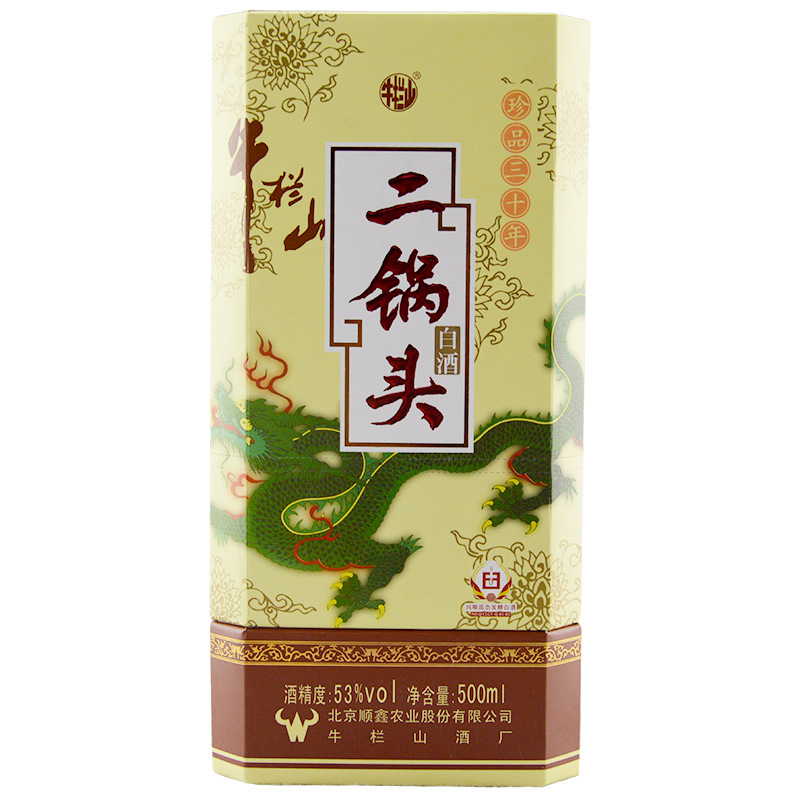 牛栏山二锅头青龙珍品三十年30年53度清香型500ml*6瓶整箱装白酒