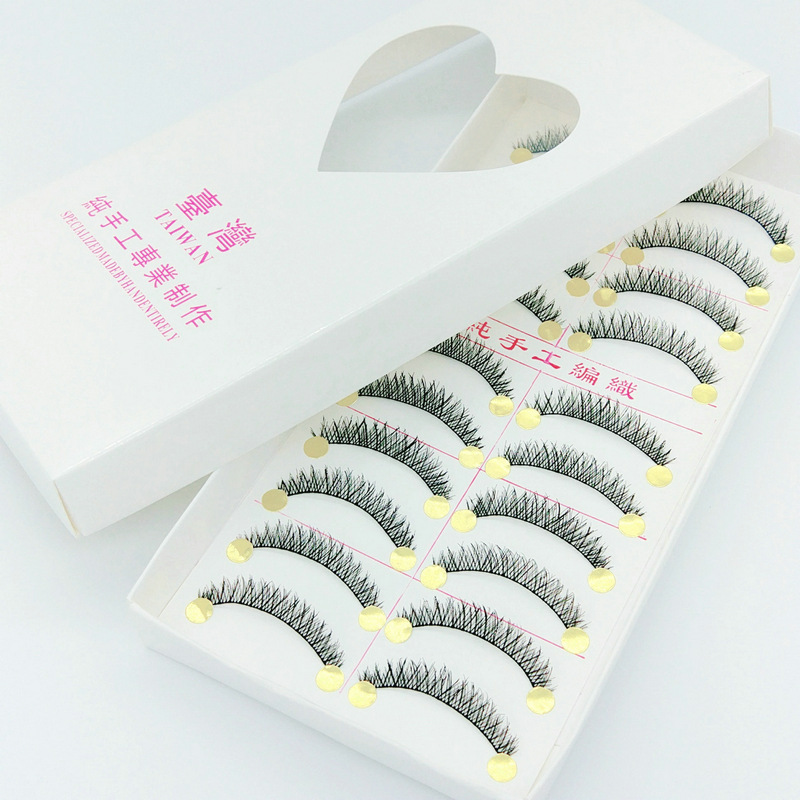 Taiwan Handmade False Eyelashes 164 Thick Cross Short Cotton Stem 10 Double Pairs of False Eyelashes OEM