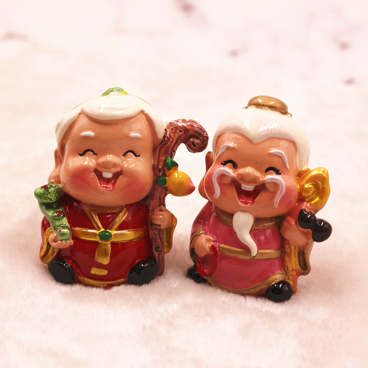 寿公寿婆蛋糕装饰摆件 汽车用品车载摆饰 家居树脂工艺品摆件