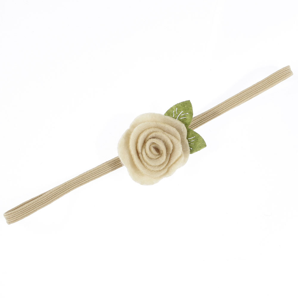 玫瑰花绿叶子毡布细带子新生儿发带头饰宝宝摄影道具外贸跨境货源