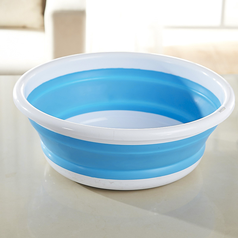 创意折叠式加厚水盆 旅行户外大号婴儿脸盆 硅胶便携塑料菜盆