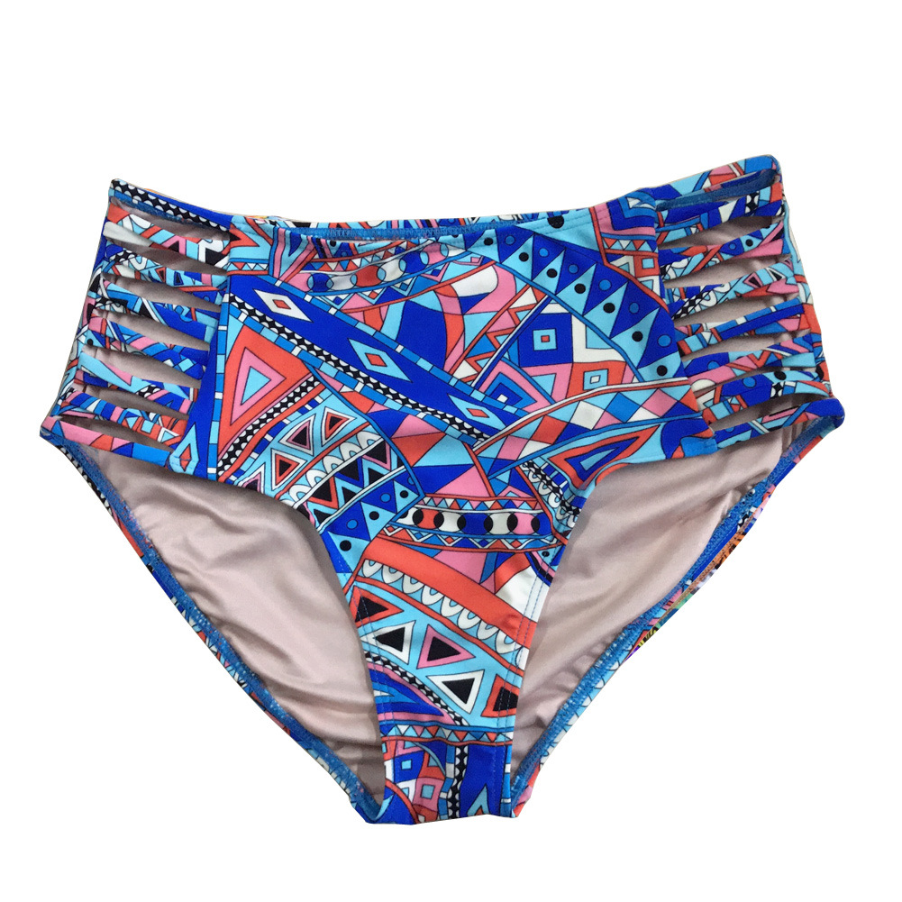 2018亚马逊速 卖通修身交叉提臀比基尼泳裤 高腰女士泳裤