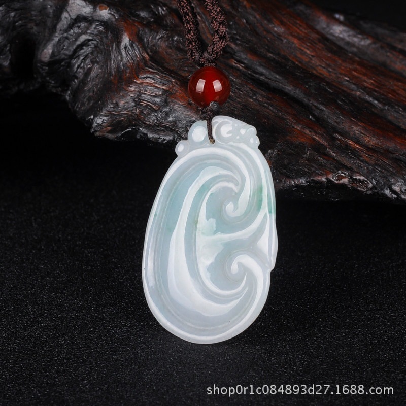 天然a货翡翠糯种玉如意吊坠男女士情侣款玉葫芦玉佩挂件毛衣链