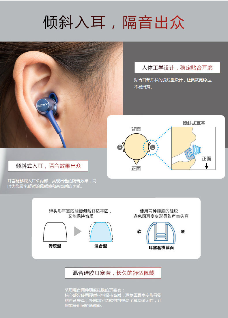 批发供应mdr-ex255ap入耳式耳机适用于sony/索尼手机线控耳机