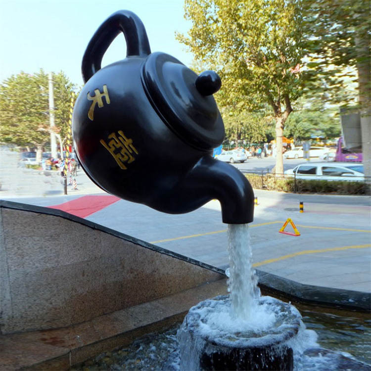 玻璃钢天壶大型悬空茶壶雕塑喷泉流水树脂模型茶楼茶文化艺术摆件