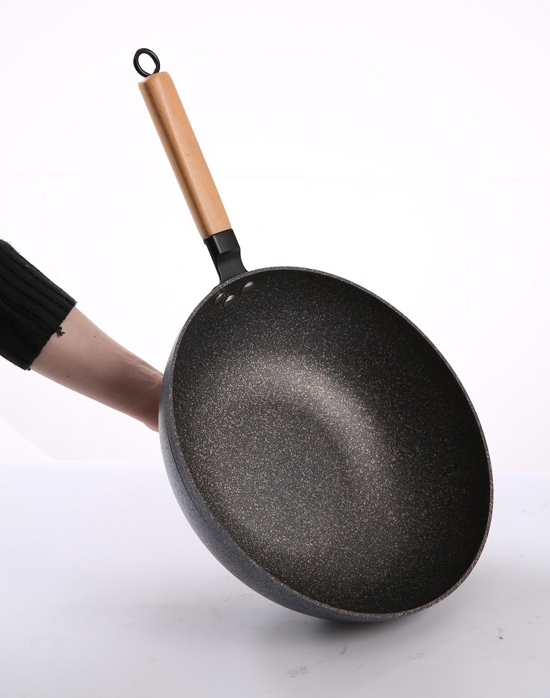 2018新款麦饭石炒锅无油烟不粘锅电磁炉通用煎锅礼品定制百货批发