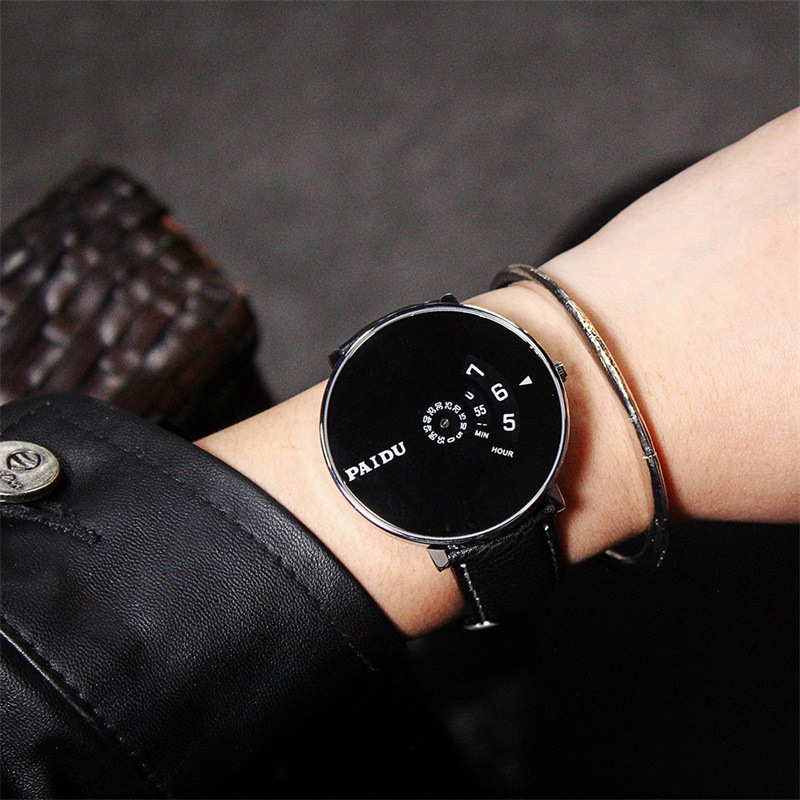 简约创意概念个性无指针韩版时尚运动学生潮中性男女石英情侣手表