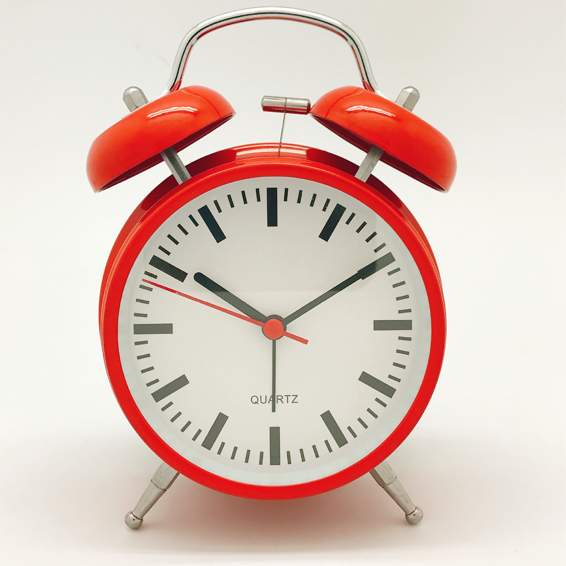 创意指针打铃彩色金属闹钟厂家批发 时尚学生卧室跳针式闹铃批发