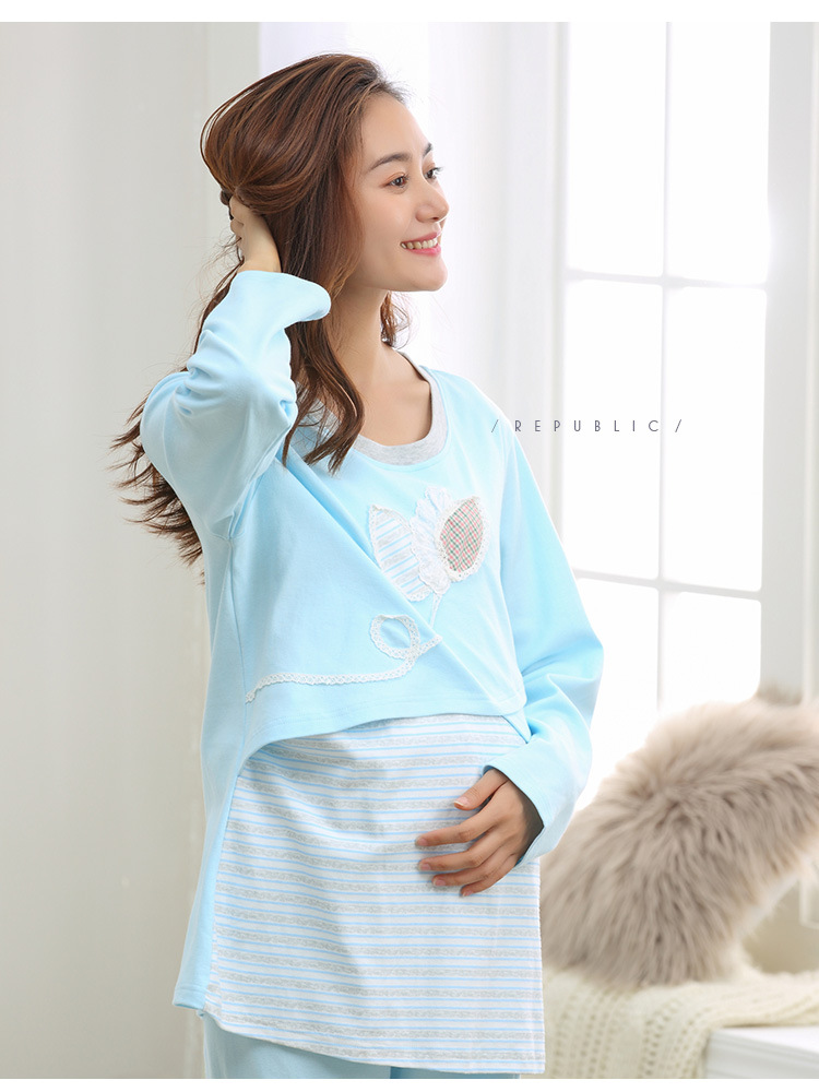纯棉坐月子服睡衣春秋装产妇外出哺乳喂奶衣孕妇秋冬季家居服套装