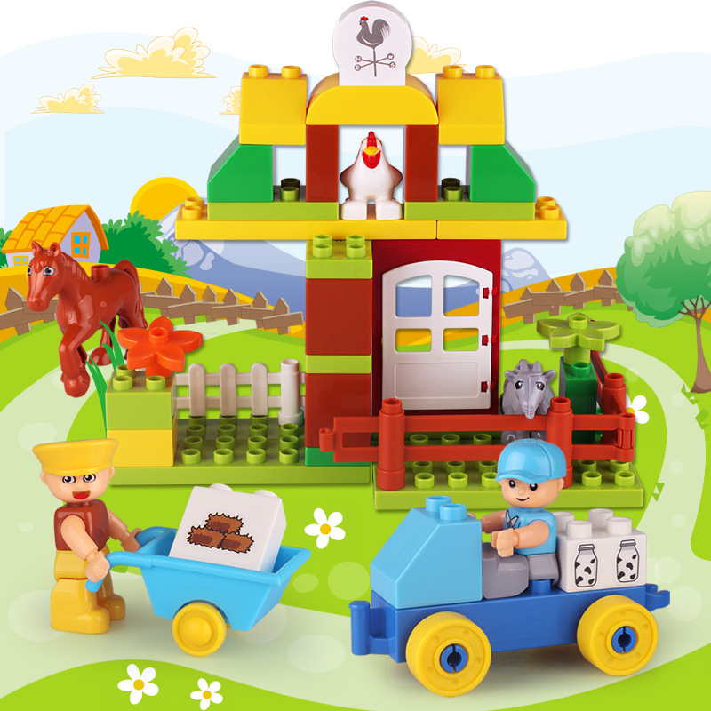 海鹏达创意玩具 农场系列澄海diy益智玩具 大颗粒积木厂家批发