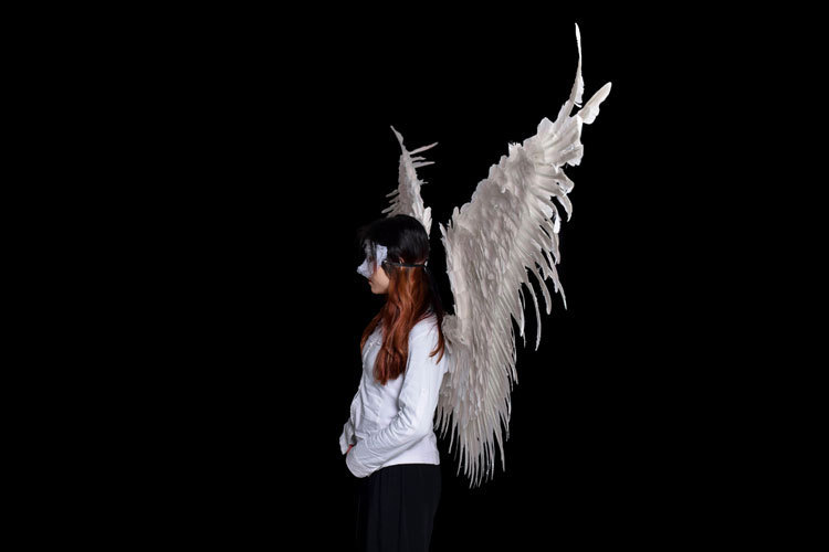 超大儿童成人天使羽毛翅膀车模舞台黑色白色翅膀酒吧夜店服饰道具