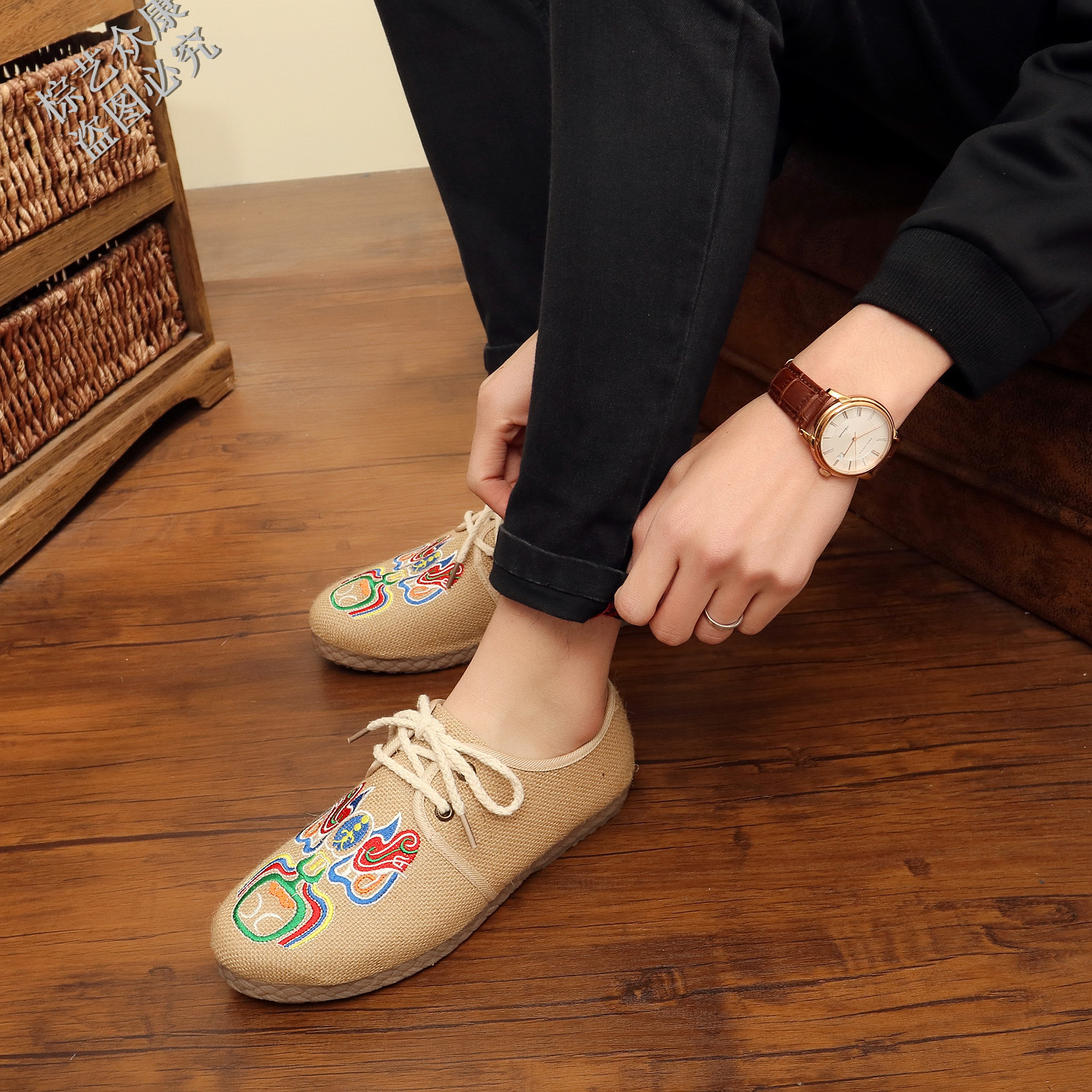厂家批发新款棕丝鞋透气吸汗男士麻鞋 布鞋 车散步绣花鞋