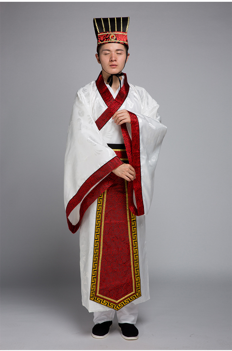 汉服男古装中国风民族秋冬长袖厚缎中老年丞相汉服长衫唐装 批发