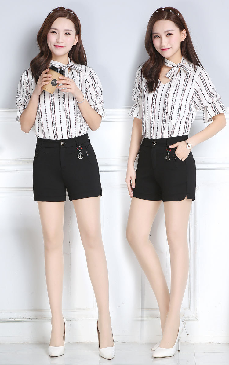 短裤女夏季2017新款高腰薄款休闲西装短裤显瘦直筒三分裤女士短裤