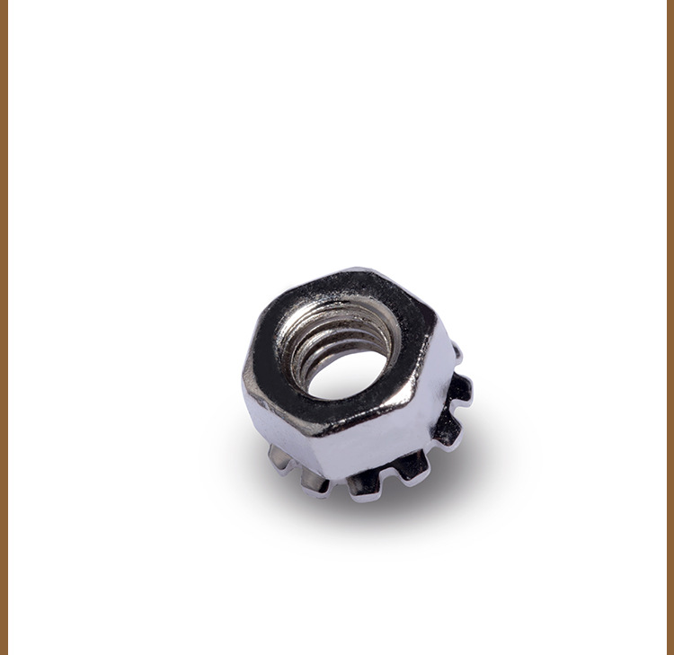 镀镍k型螺母 带齿多齿k形六角螺帽 m3