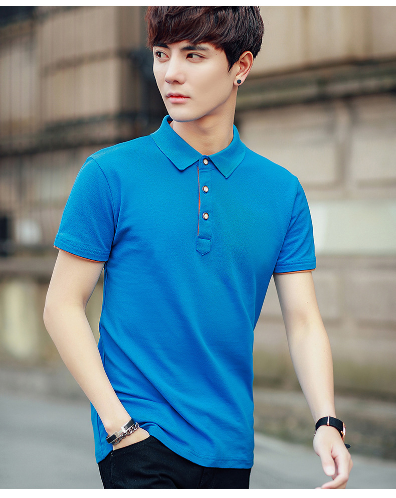 男装2017夏季简约朴素男士短袖t恤休闲保罗衫时尚青年夏装上衣服