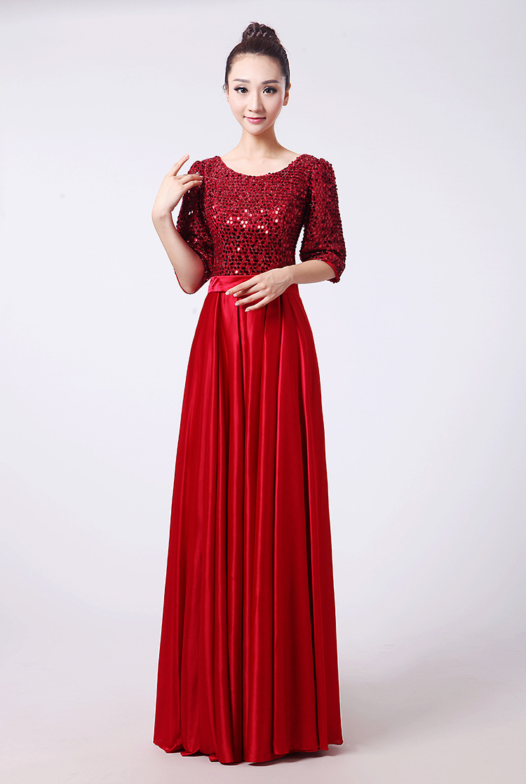 舞台服,表演服-大合唱礼服长裙演出服服装女成人2017新款宴会显瘦晚